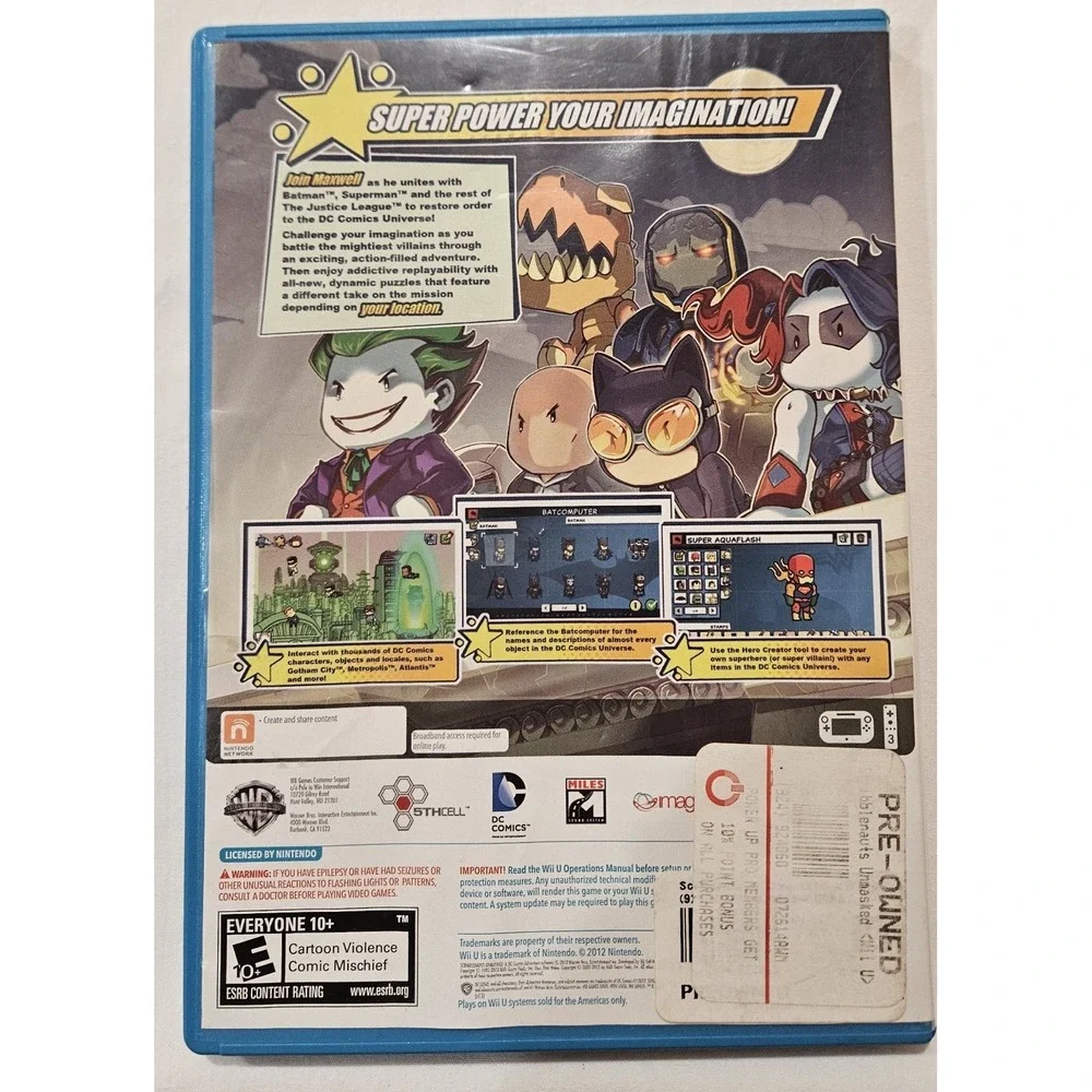 Scribblenauts Unmasked Wii U Complete CIB DC Comics Adventure Untested